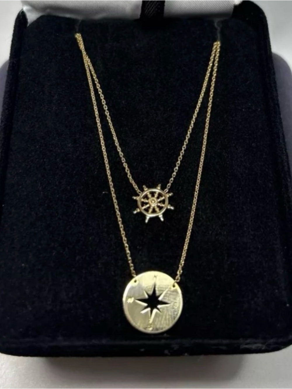 Kay Jewelers Gold Double-Layer Compass & Wheel Necklace Sailor